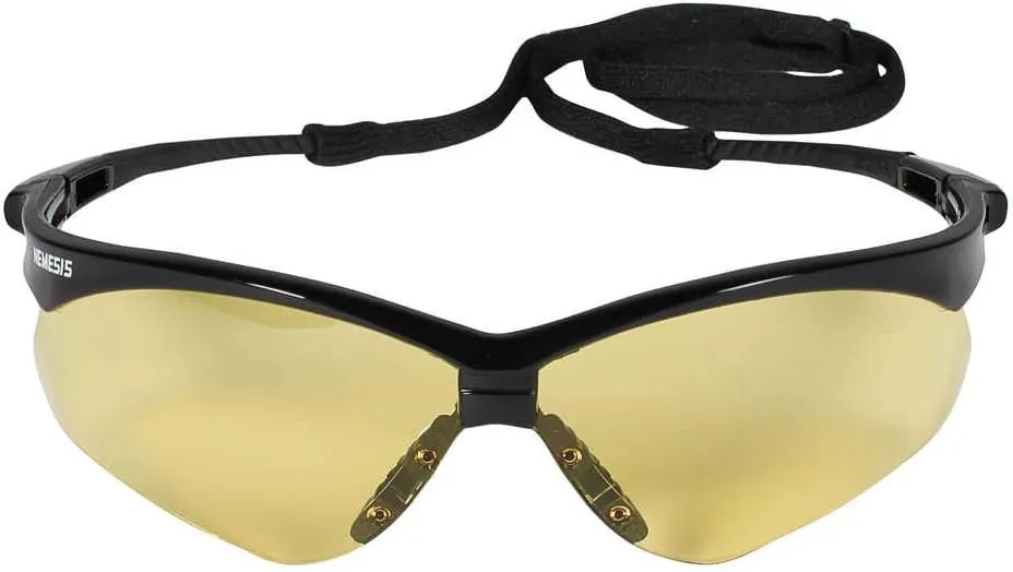 KLEENGUARD V30 Nemesis Safety Glasses / Sunglasses, 25659 Black Frame, Amber Lens (6 Pair)