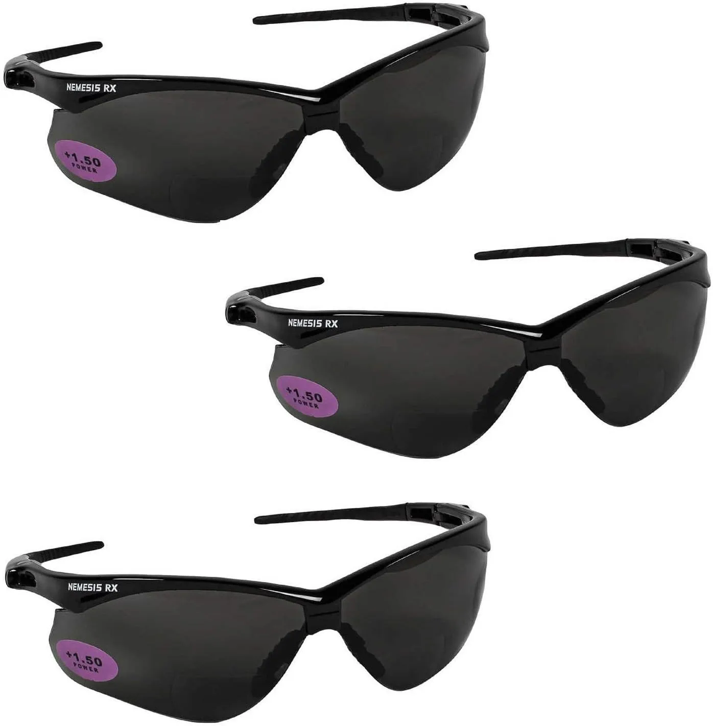 Kleenguard V60 Nemesis RX Safety Eyewear 22518, Smoke +2.0 Lens Bifocal (3 Pair)