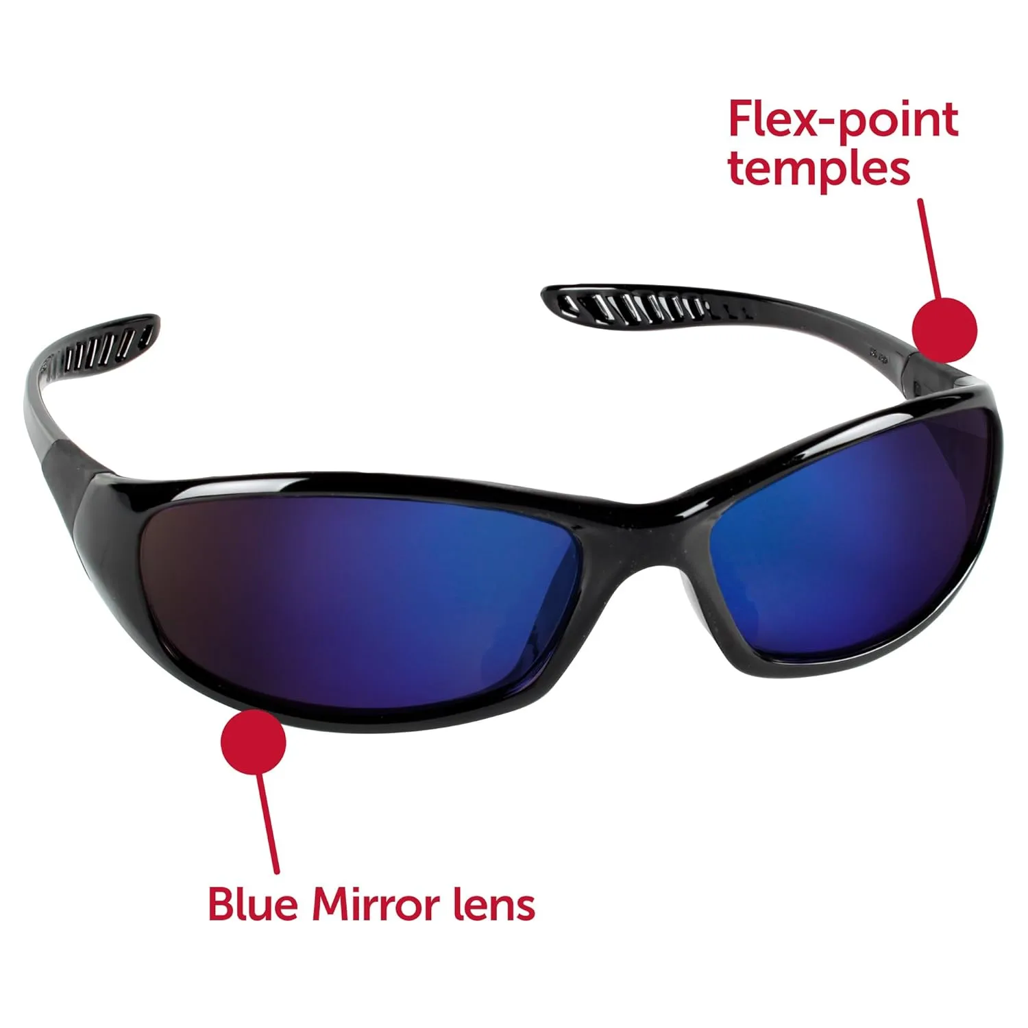 KleenGuard V40 Hellraiser Safety Glasses (20543), Blue Mirror Lens with Black Frame, 12 Pairs / Case