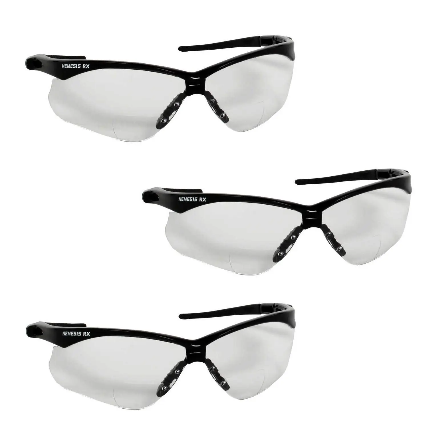 V60 Nemesis Rx Reader Safety Glasses, Black Frame, Clear Lens, +2.0 Diopter Strength