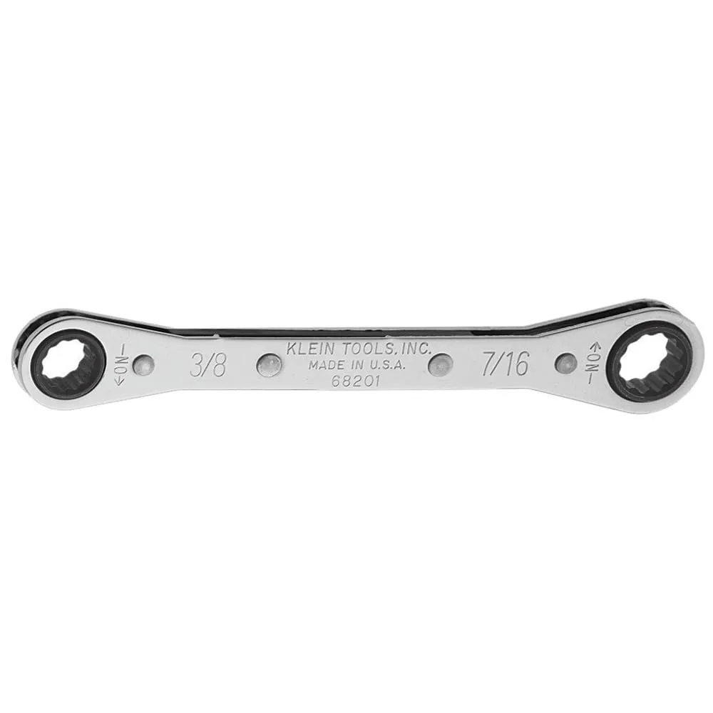Klein Tools Ratcheting Box Wrench with Reverse Ratcheting and Chrome Plated Finish