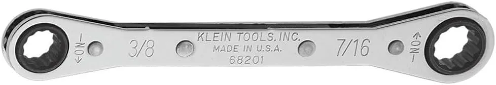 Klein Tools Ratcheting Box Wrench with Reverse Ratcheting and Chrome Plated Finish