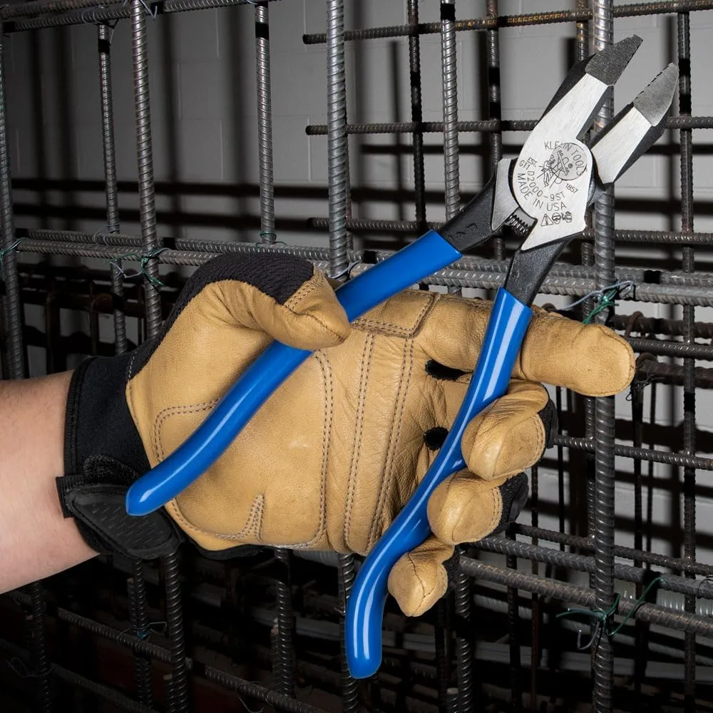 Klein Tools D2000-9ST Pliers, Made in USA, Side Cutters are Heavy-Duty 9-Inch Ironworker Pliers for Rebar, ACSR, Screws