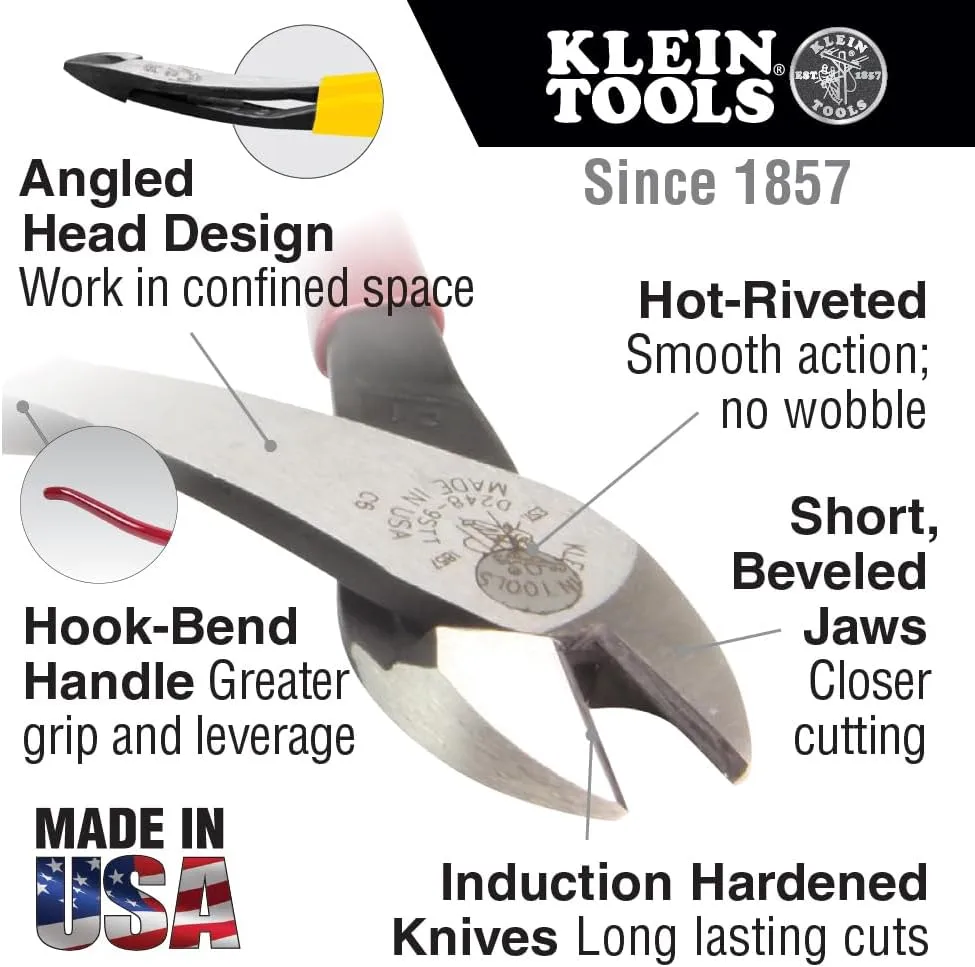 Klein Tools D248-9ST Diagonal Cutting Pliers, Made in USA, Ironworker's, 9-Inch