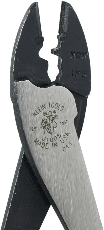 Klein Tools J1005 Crimping and Cutting Tool, Made in USA, Tapered Nose for 10 to 22 AWG Solderless Terminals and Connectors