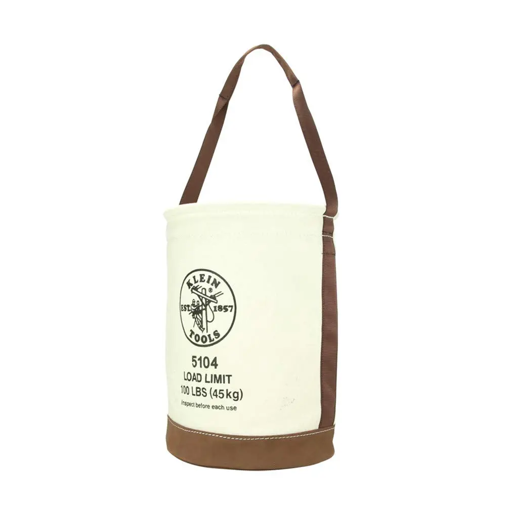 Klein Tools, 5104, 12" Bucket, Leather-Bottom, Natural Canvas