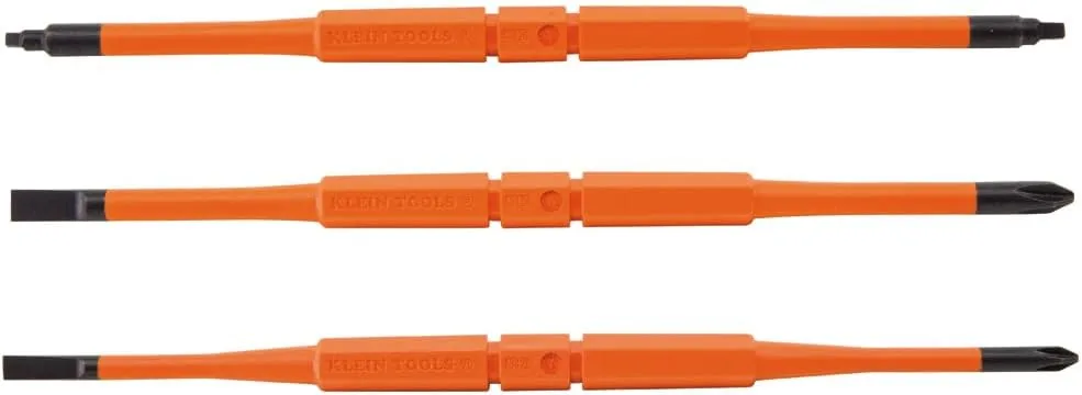 Klein Tools 13157 Insulated Screwdriver Blades, Interchangeable Single-End Replacement Blades, 3-Pack