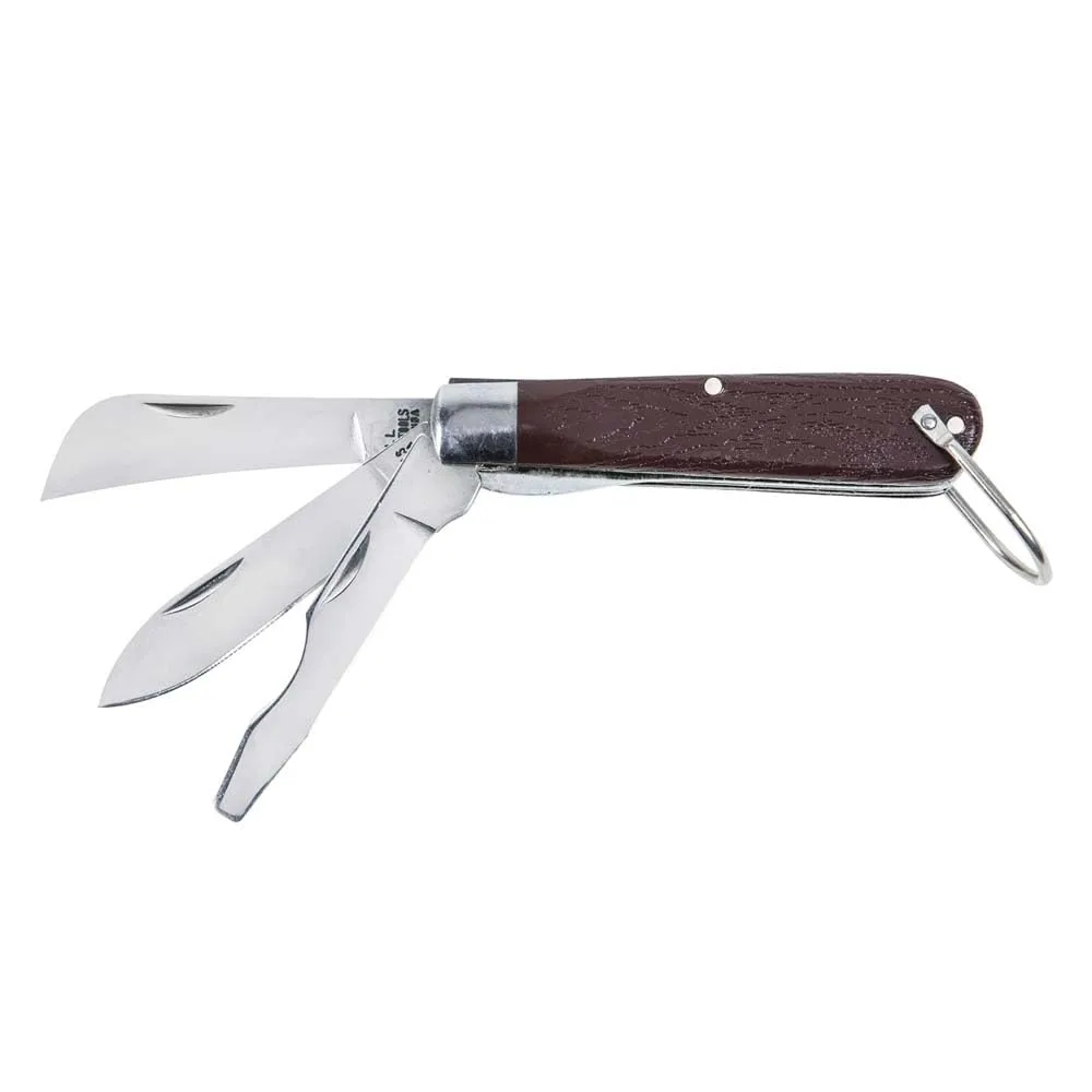 Klein Tools 1550-6 3 Blade Pocket Knife with Screwdriver 3-Blade Curved Sheepfoot, Standard Spearpoint