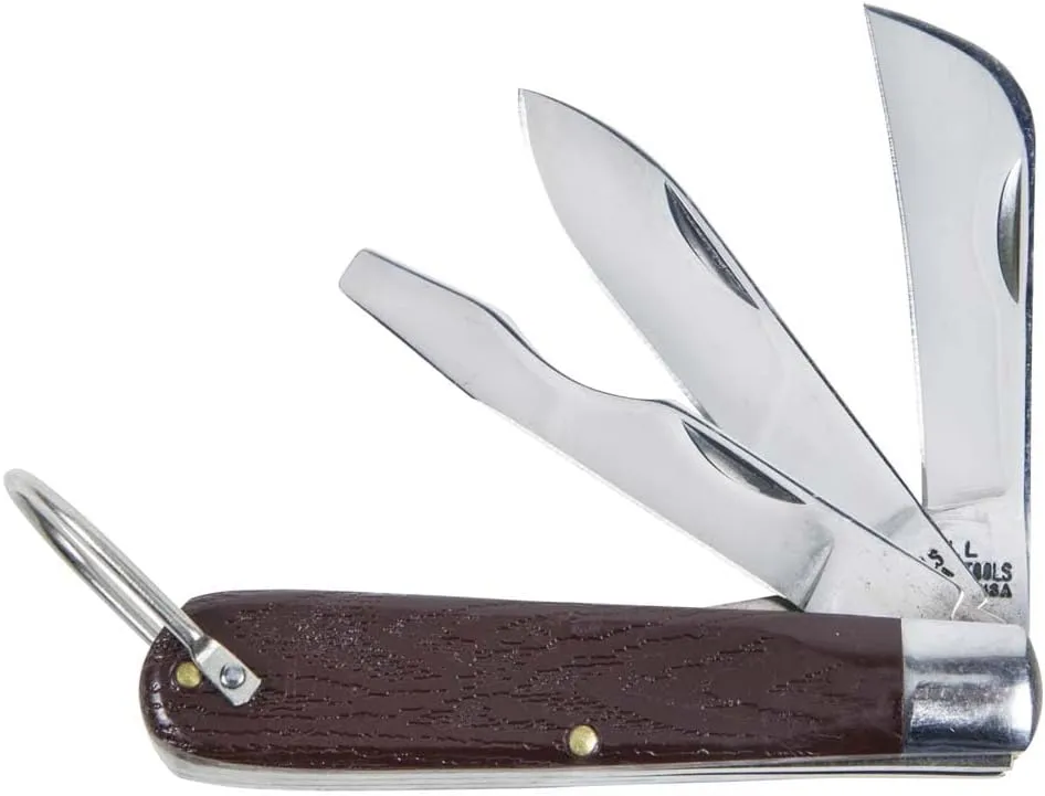 Klein Tools 1550-6 3 Blade Pocket Knife with Screwdriver 3-Blade Curved Sheepfoot, Standard Spearpoint