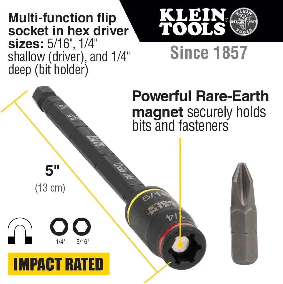 Klein Tools 32768 Impact Driver Set, 3-in-1 SAE Impact Socket and Bit Holder