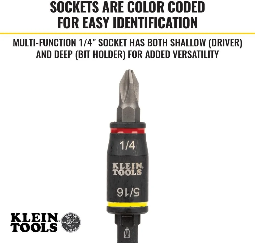 Klein Tools 32768 Impact Driver Set, 3-in-1 SAE Impact Socket and Bit Holder