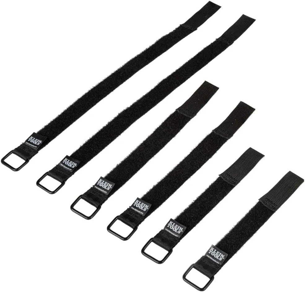 Klein Tools 450-600 Cable Organizer, Hook and Loop Cinch Strap Ties, Includes (2) 6-Inch, (2) 8-Inch, (2) 14-Inch Straps