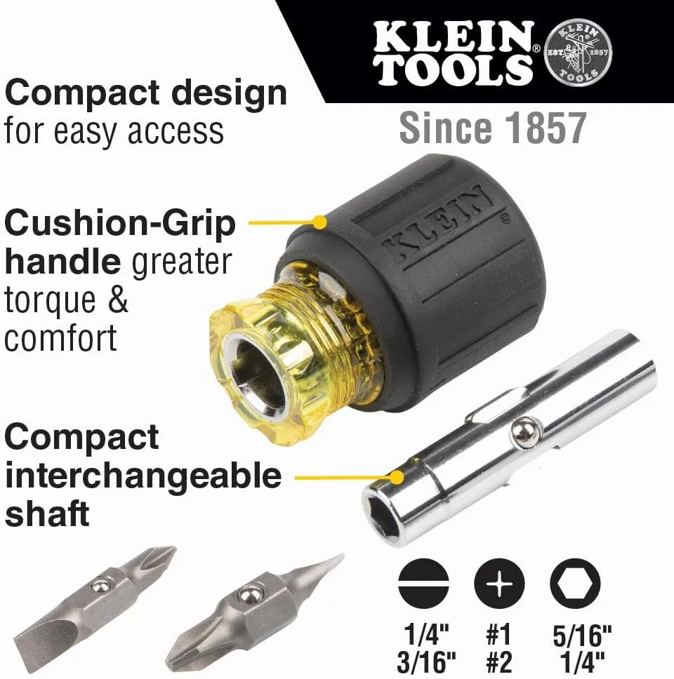 Klein Tools 32476 5-In-1 Multi-Bit Screwdriver / Nut Driver, SAE