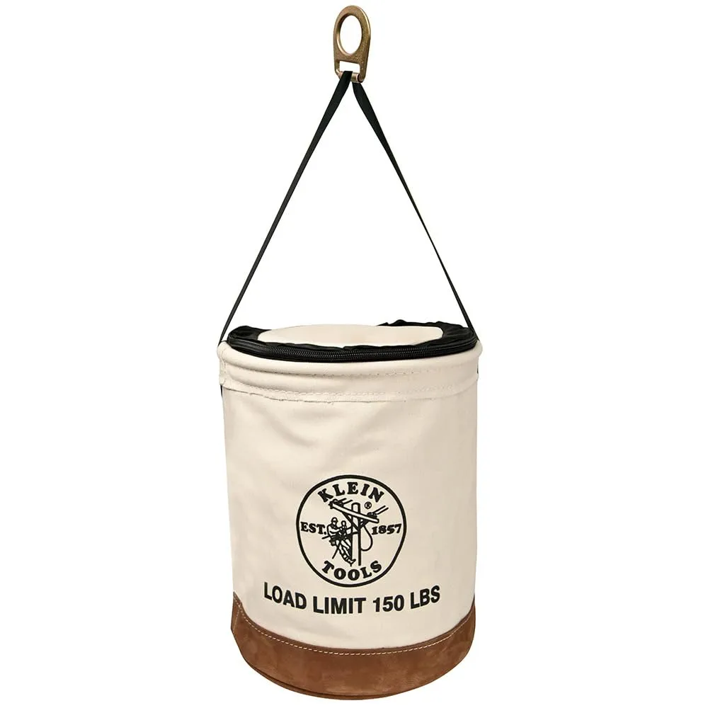 Klein Tools 5104CLR22 Heavy Duty Top Closing Bucket Made of No. 1 Canvas, Load Rated Up to 150-Pounds With Zipper on top
