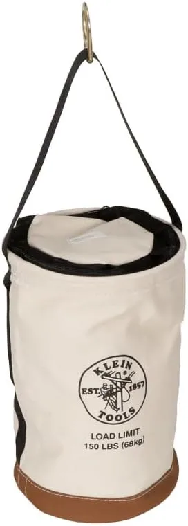 Klein Tools 5104CLR22 Heavy Duty Top Closing Bucket Made of No. 1 Canvas, Load Rated Up to 150-Pounds With Zipper on top