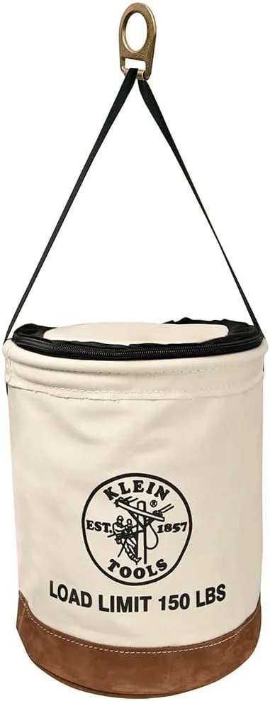 Klein Tools 5104CLR22 Heavy Duty Top Closing Bucket Made of No. 1 Canvas, Load Rated Up to 150-Pounds With Zipper on top
