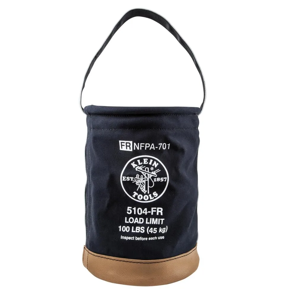 Klein Tools 5104FR Canvas Bucket, Flame-Resistant Tool Bucket Made of No. 4 Canvas, with Double-Reinforced Bottom