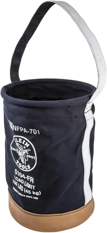 Klein Tools 5104FR Canvas Bucket, Flame-Resistant Tool Bucket Made of No. 4 Canvas, with Double-Reinforced Bottom