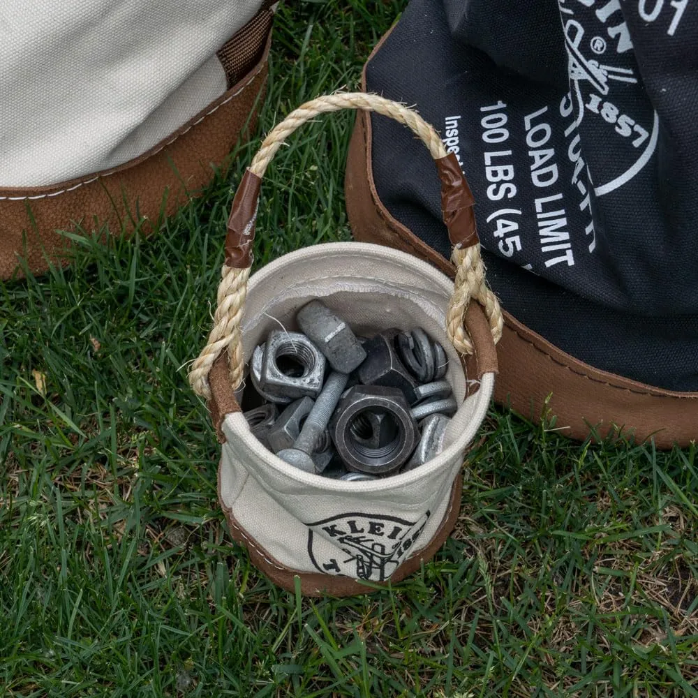 Klein Tools 5104MINI Mini Tool Bucket, All-Purpose Tool Bucket with Leather-Bottom