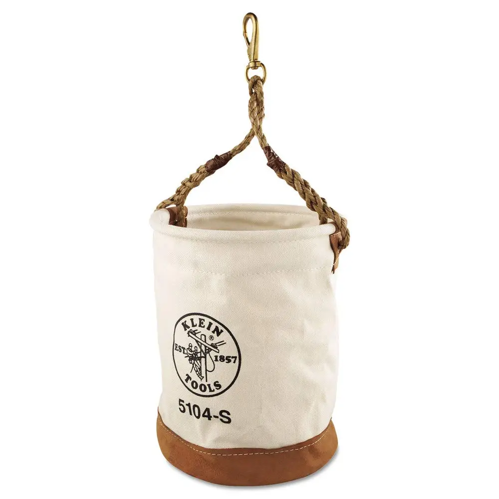 Klein Tools, 5104S, 12" Bucket, Leather-Bottom, Natural Canvas