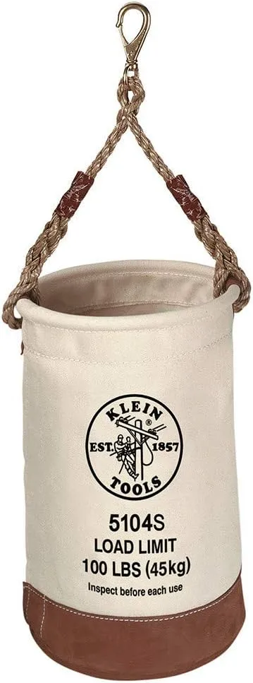 Klein Tools, 5104S, 12" Bucket, Leather-Bottom, Natural Canvas