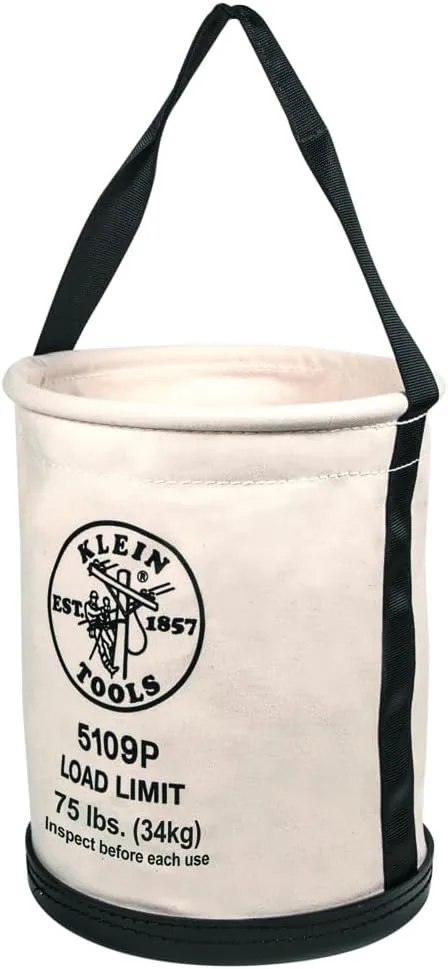 Klein Tools Canvas Straight-Wall Tool Bucket 75-Pound Load Rated