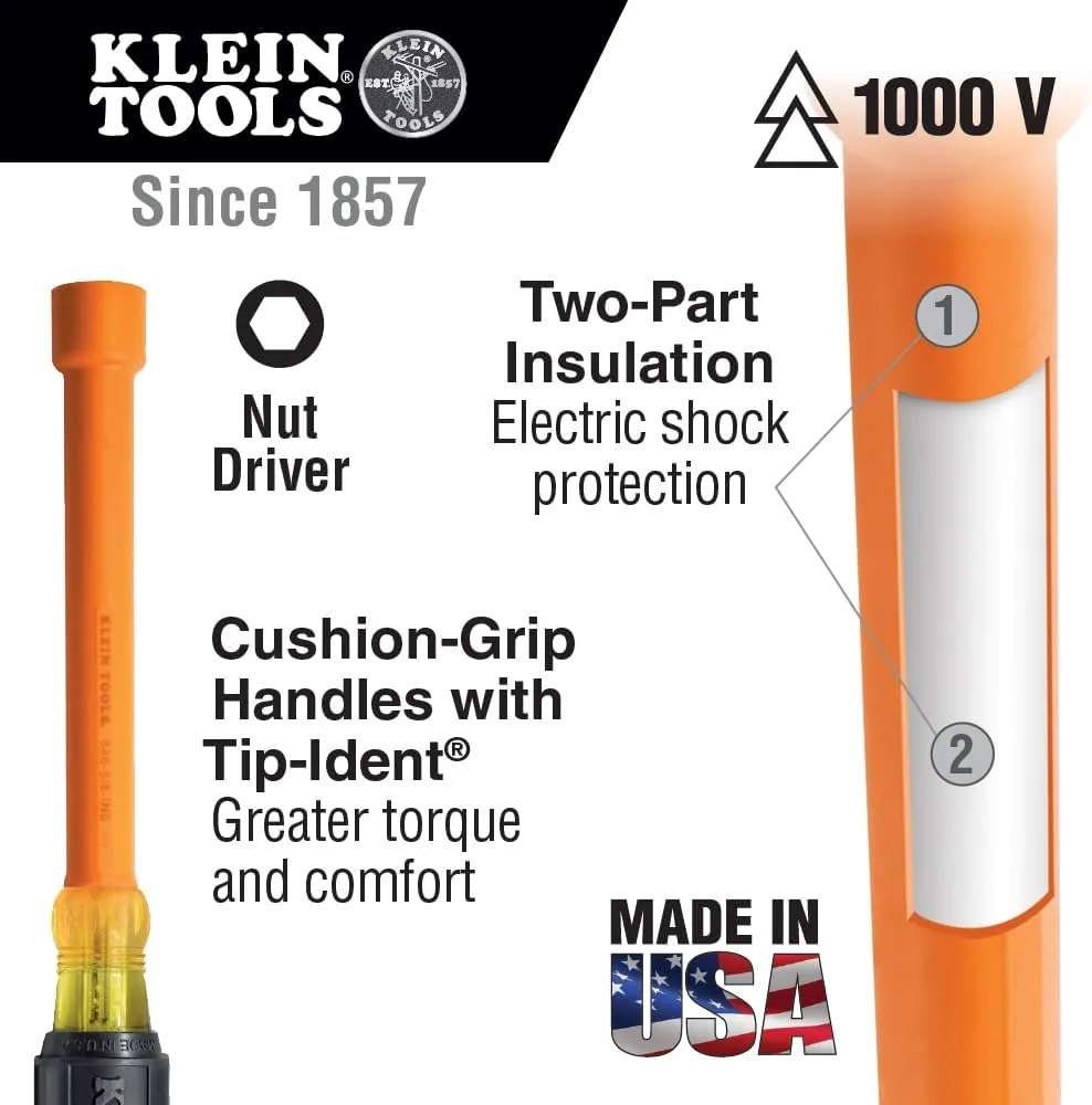 Klein Tools Insulated Cushion-Grip Hollow-Shank Nut Driver