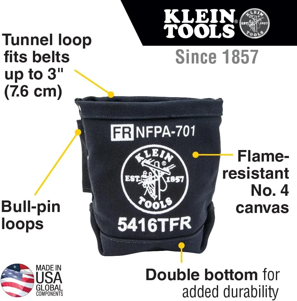 Klein Tools 5416TFR Tool Bag, Flame Resistant Canvas Bag for Bolt Storage with Double Reinforced Bottom and Tunnel Connect