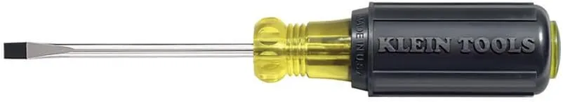 Klein Tools 601-3 3/16-Inch Flat Head Screwdriver, Made in USA, Cabinet Tip with 3-Inch Round Shank and Cushion Grip Handle