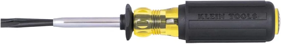 Klein Tools 6024K Slotted Screw-Holding Screwdriver, 1/4-Inch Split-Blade Flat Head Driver, Positive Gripping Action