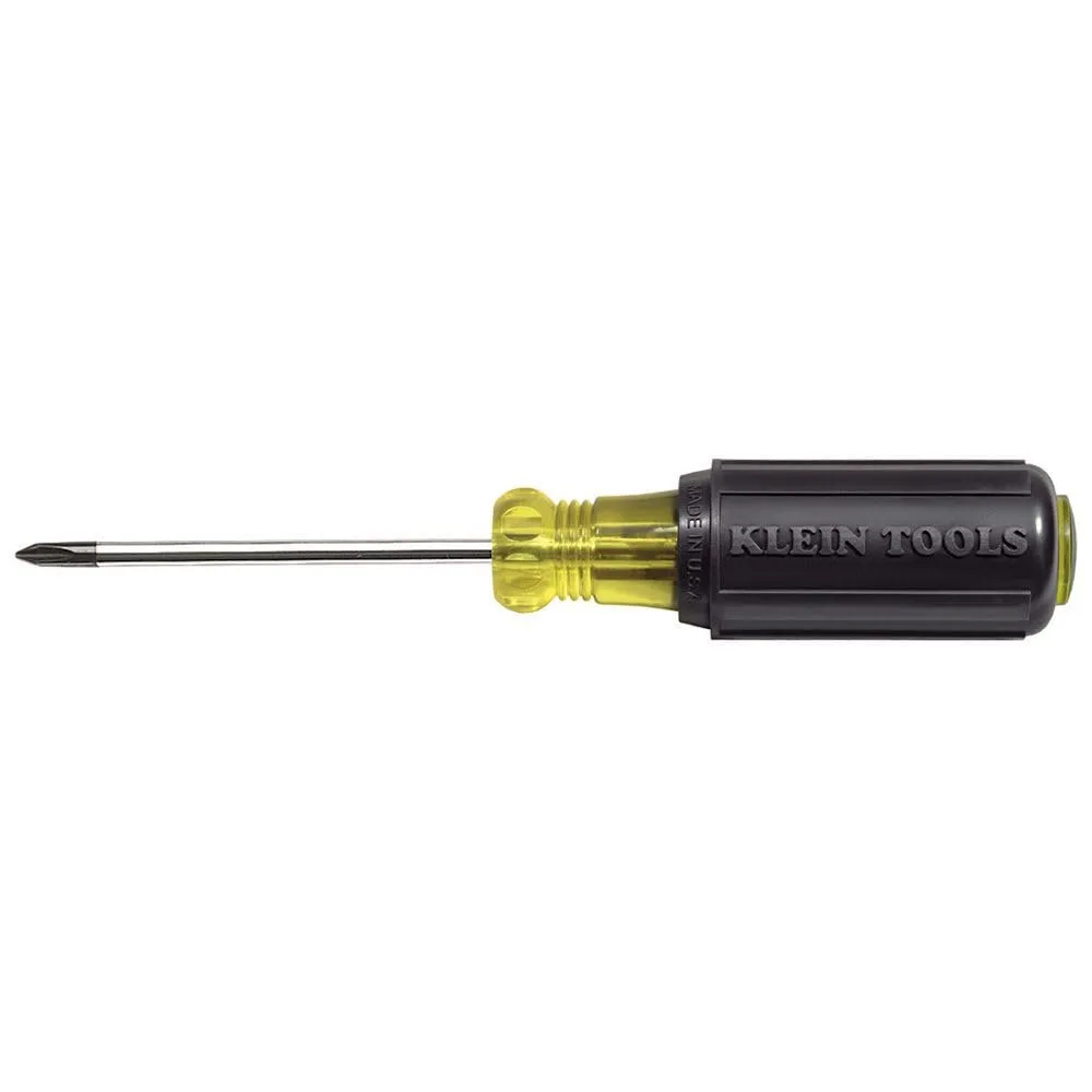 Klein Tools 603-3 #1 Phillips Head Screwdriver, Made in USA, 3-Inch Round Shank and Cushion Grip Handle