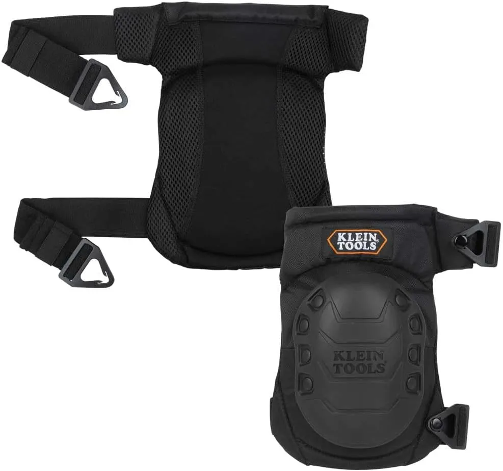Klein Tools 60344 Knee Pads, Hinged Gel Knee Pads with Slip Resistant Rubber Caps, Quick-Release Clips and Adjustable Straps