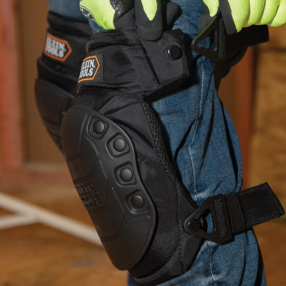 Klein Tools 60344 Knee Pads, Hinged Gel Knee Pads with Slip Resistant Rubber Caps, Quick-Release Clips and Adjustable Straps