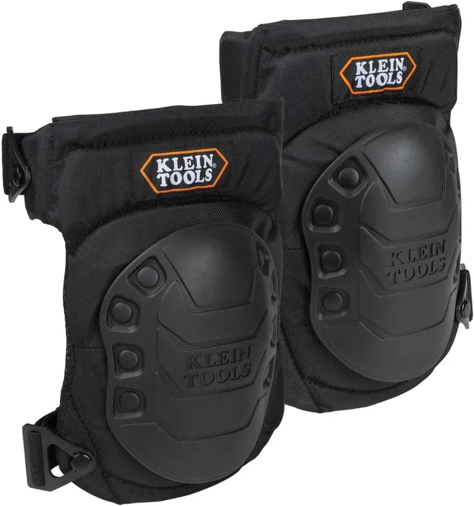 Klein Tools 60344 Knee Pads, Hinged Gel Knee Pads with Slip Resistant Rubber Caps, Quick-Release Clips and Adjustable Straps