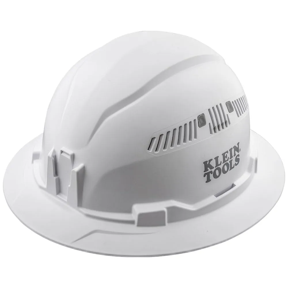 Klein Tools 60401 Hard Hat, Vented, Full Brim Style, Padded, White