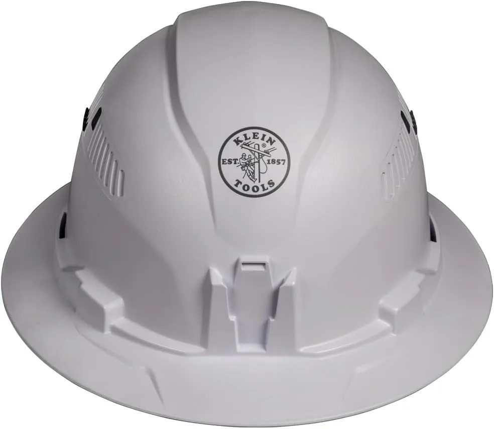 Klein Tools 60401 Hard Hat, Vented, Full Brim Style, Padded, White