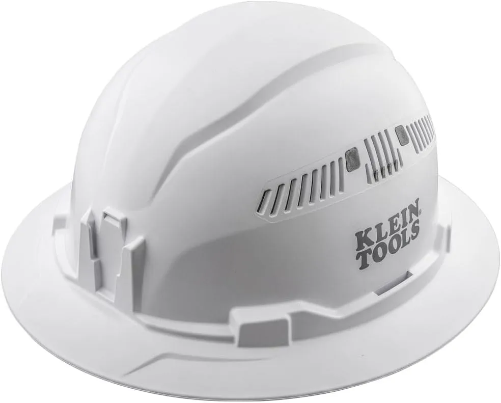 Klein Tools 60401 Hard Hat, Vented, Full Brim Style, Padded, White