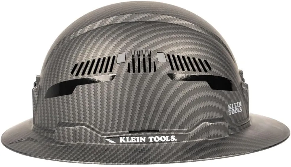 Klein Tools 60626 Hard Hat, Vented Full Brim Premium KARBN Design, Type 1 Class C Hard Hat, 4-Point Ratchet Suspension