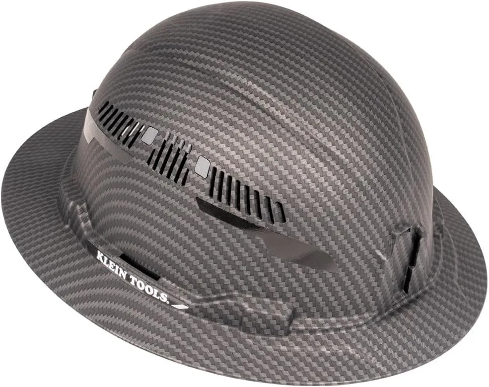 Klein Tools 60626 Hard Hat, Vented Full Brim Premium KARBN Design, Type 1 Class C Hard Hat, 4-Point Ratchet Suspension