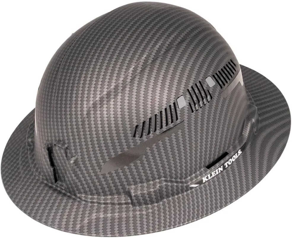 Klein Tools 60626 Hard Hat, Vented Full Brim Premium KARBN Design, Type 1 Class C Hard Hat, 4-Point Ratchet Suspension