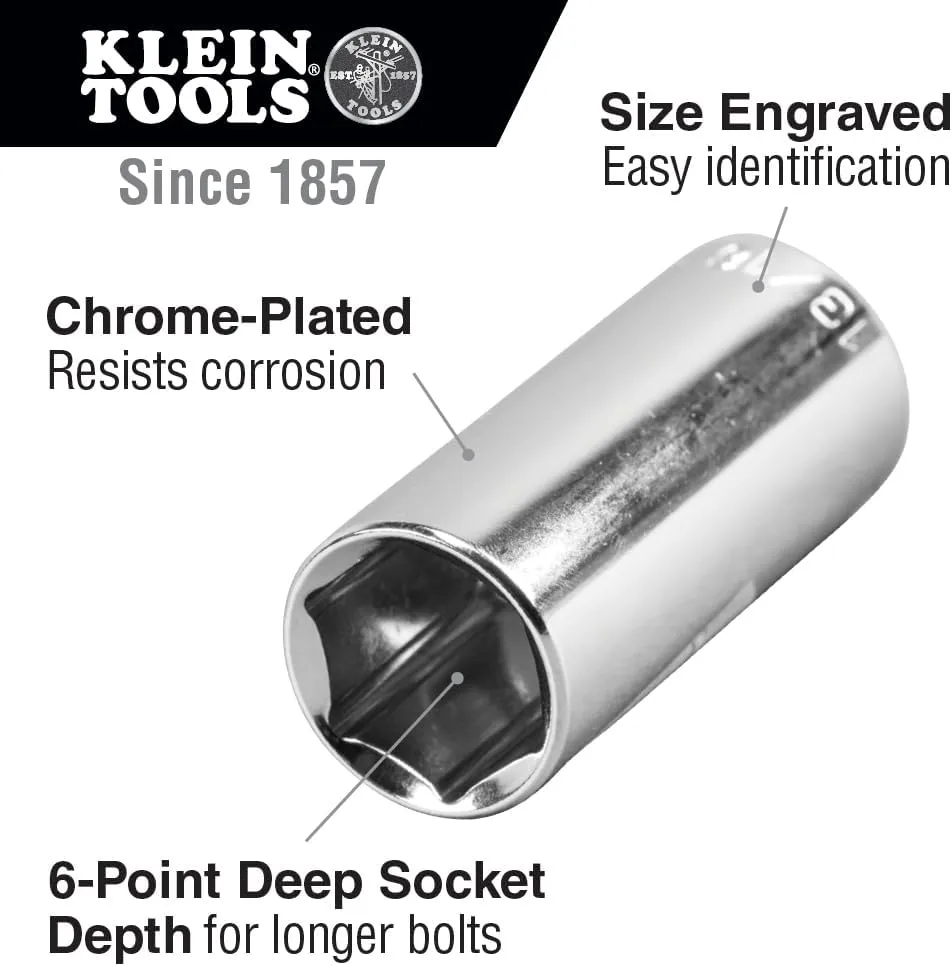 Klein Tools Socket Set with Hinged Metal Storage Box