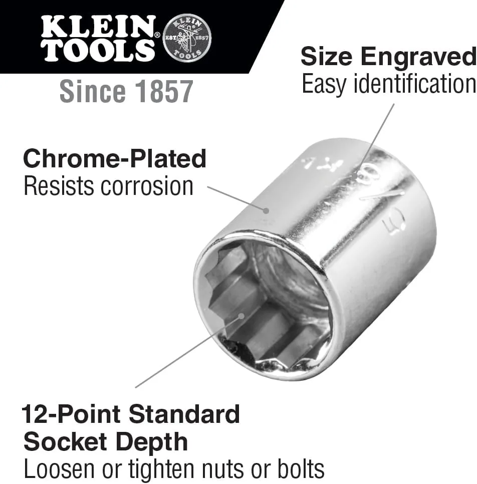 Klein Tools Socket Set with Hinged Metal Storage Box