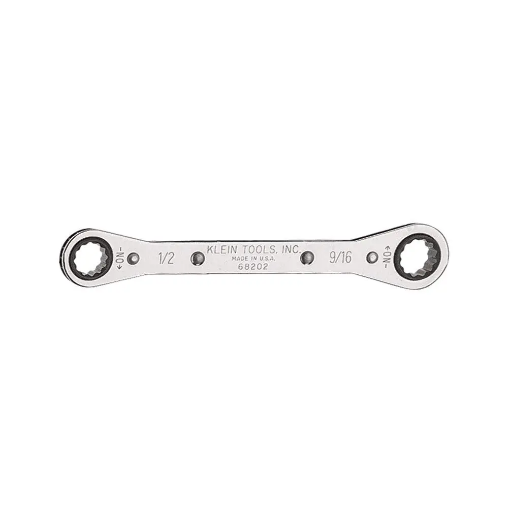 Klein Tools Ratcheting Box Wrench with Reverse Ratcheting and Chrome Plated Finish