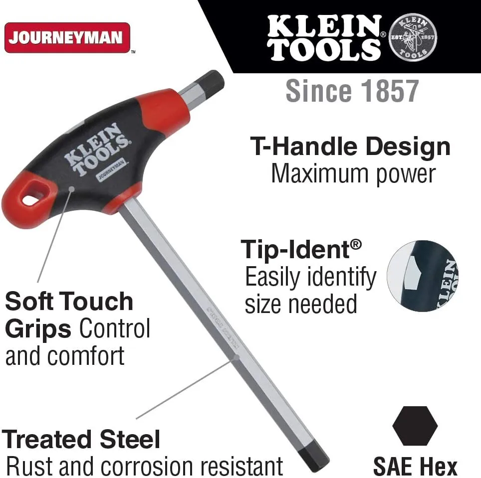 Klein Tools JTH6E08 1/8-Inch Hex Key with Journeyman T-Handle, 6-Inch 6-Inch Length