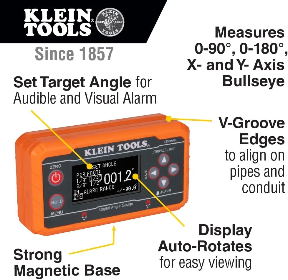 Klein Tools 935DAGL Digital Level Angle Finder with Programmable Angles