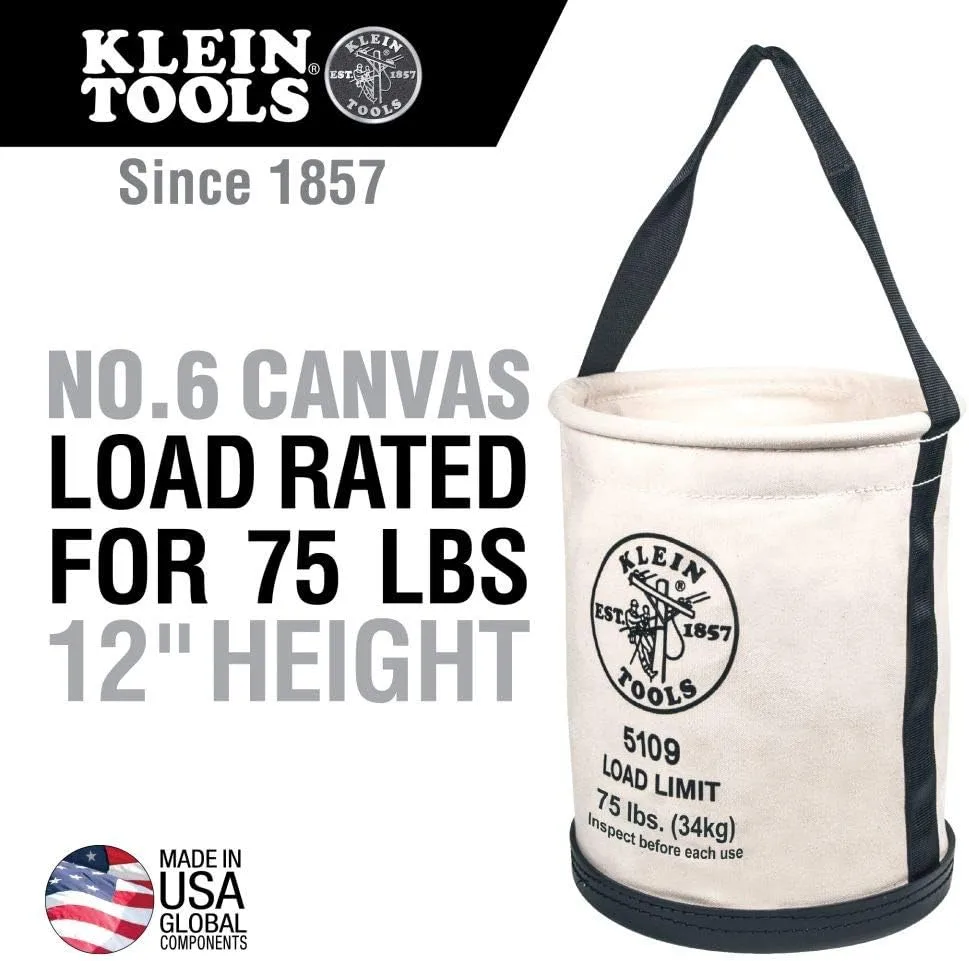 Klein Tools Canvas Straight-Wall Tool Bucket 75-Pound Load Rated