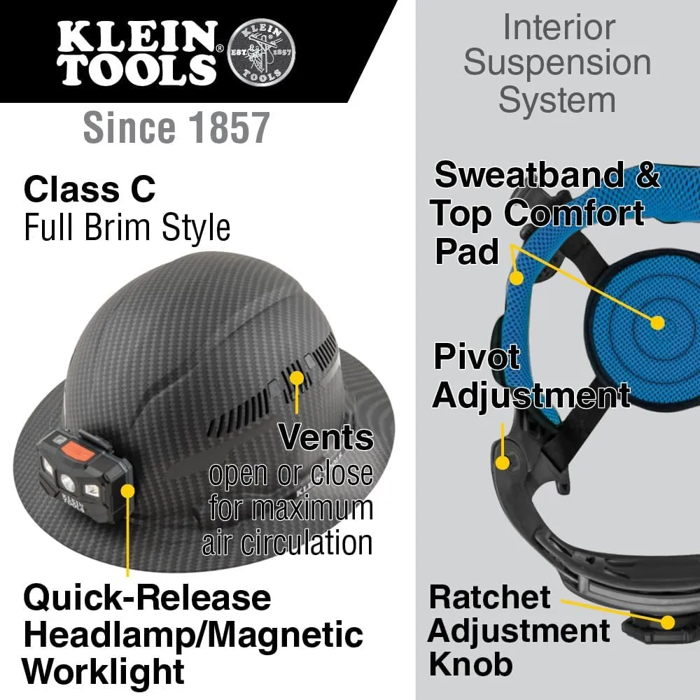 Klein Tools KHHSPN2 Hard Hat Suspension Replacement, Premium KARBN, for Klein Tools Full Brim Hard Hats
