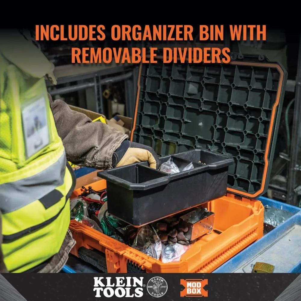 Klein Tools 54804MB MODbox Small Tool Box, Heavy Duty Organizer with Removable Tray, Water and Debris Resistant