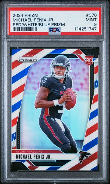 Michael Penix Jr. 2024 Prizm Red White Blue PSA 9