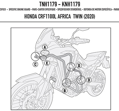 KAPPA HONDA CRASHBARS UPPER KNH1179 - CRF1100 L AFRICA TWIN (20-22)